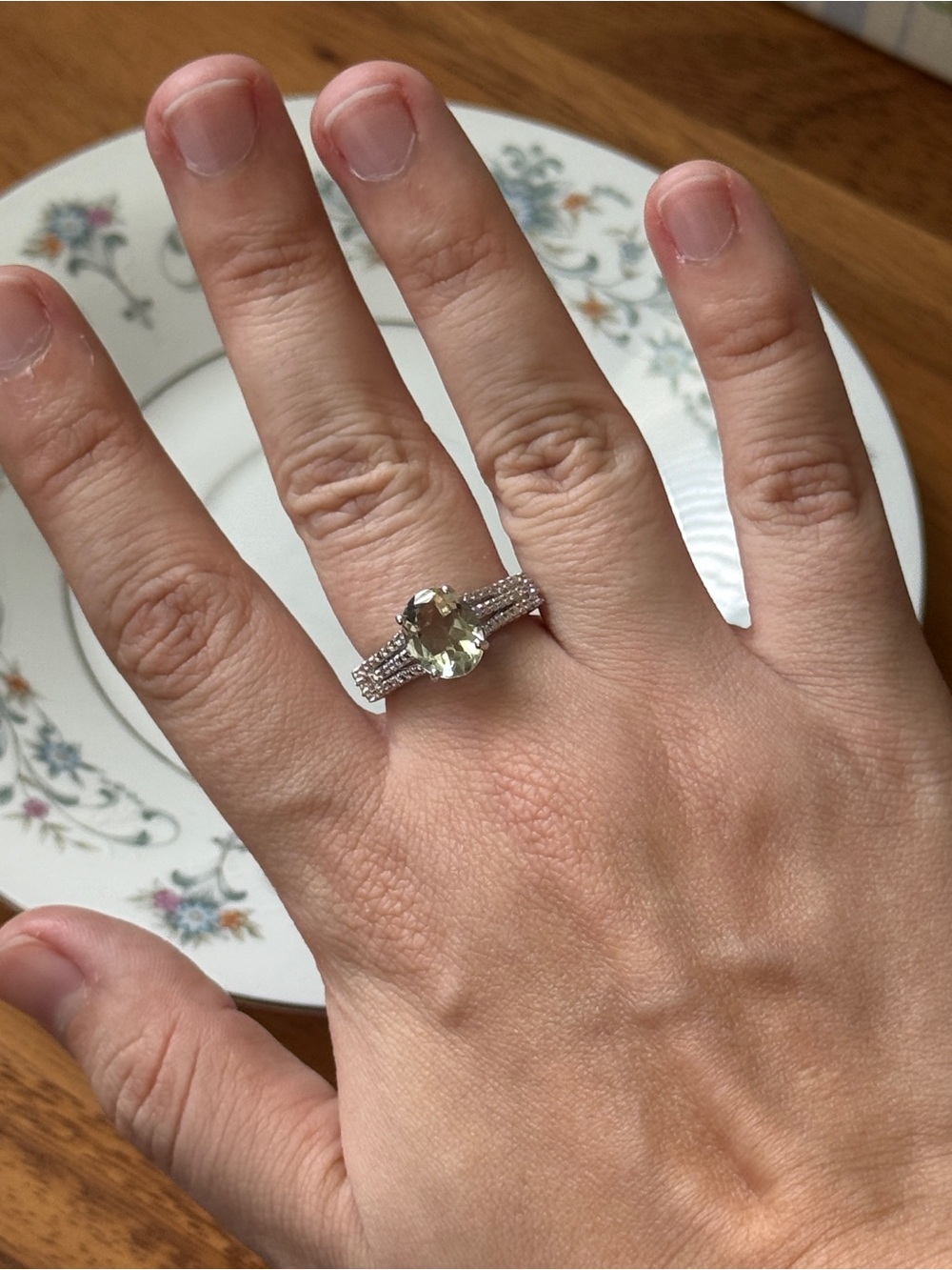 Green Amethyst STS Jewels Inc, 925 ring  faceted prasiolite size 7 ring